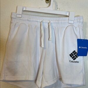 Columbia White Athletic Shorts with Elastic Waistband‎